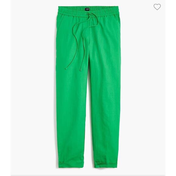 J.Crew Factory Linen Cotton Drawstring Pants 0 Green Casual Summer Beach - Picture 1 of 11
